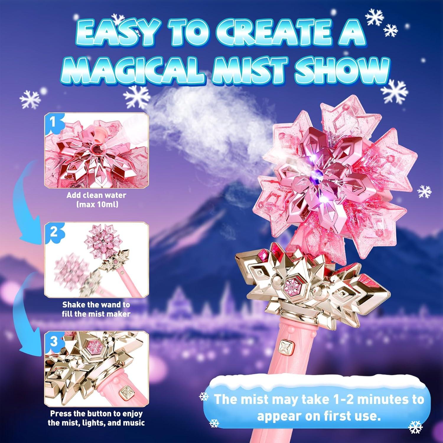 Varita Mágica de Copo de Nieve Rosa CaptainWiz con Música y Rocío