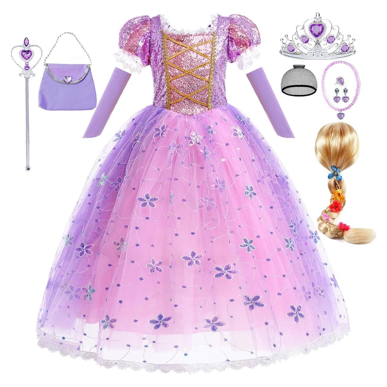 Disfraz de Princesa Morado Luzlen con Accesorios para Niñas 2-8 Años