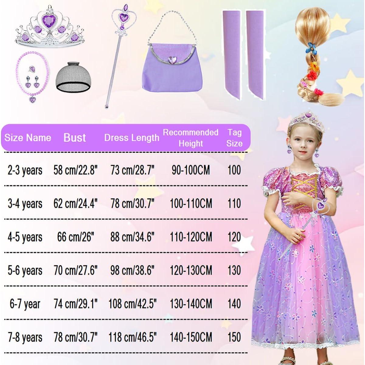 Disfraz de Princesa Morado Luzlen con Accesorios para Niñas 2-8 Años