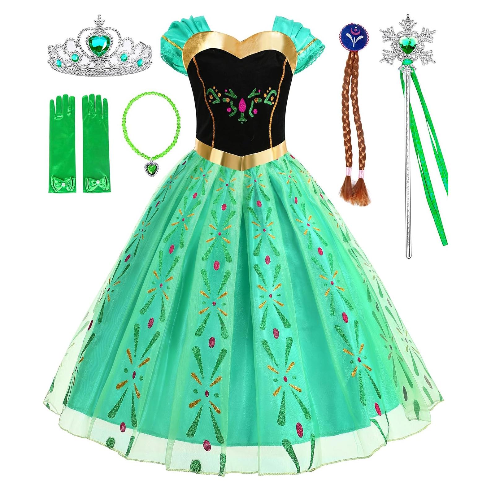 Disfraz de Princesa Verde Deluxe para Niñas 4-5 Años