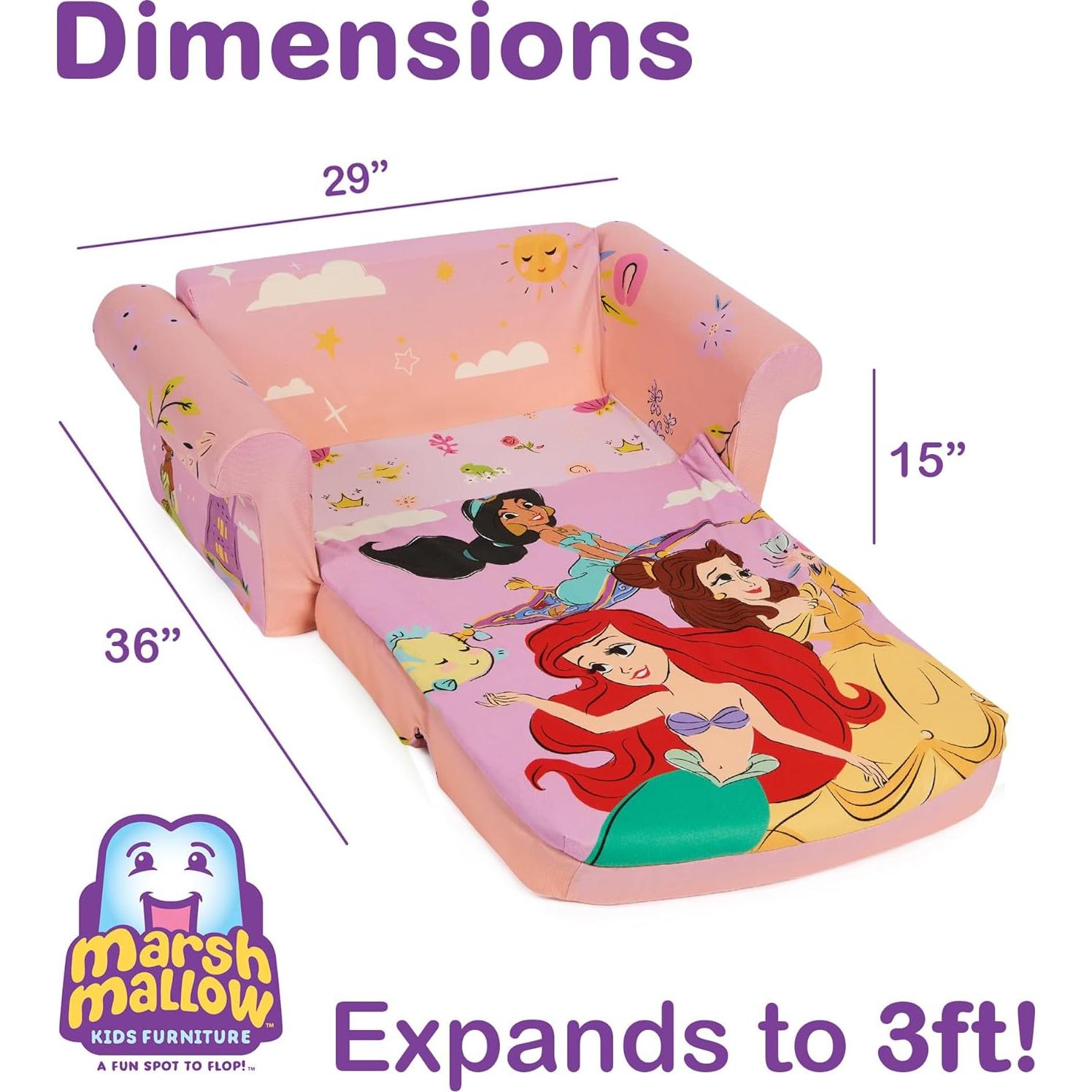 Sofá de Dormir 3 en 1 Muebles Marshmallow Princesa Disney