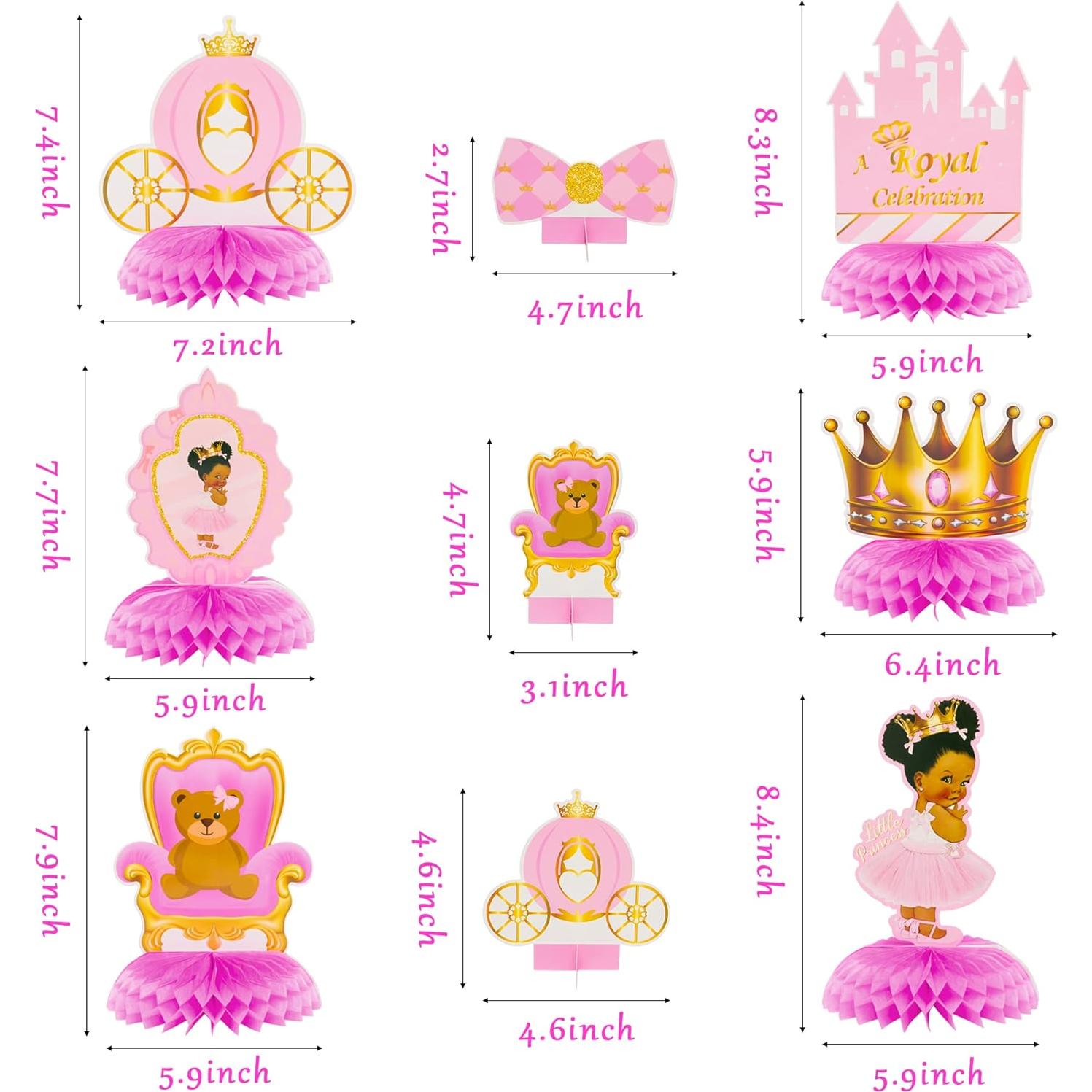 BeYumi 12 Piezas Decoraciones de Mesa Princesa Rosa y Dorado