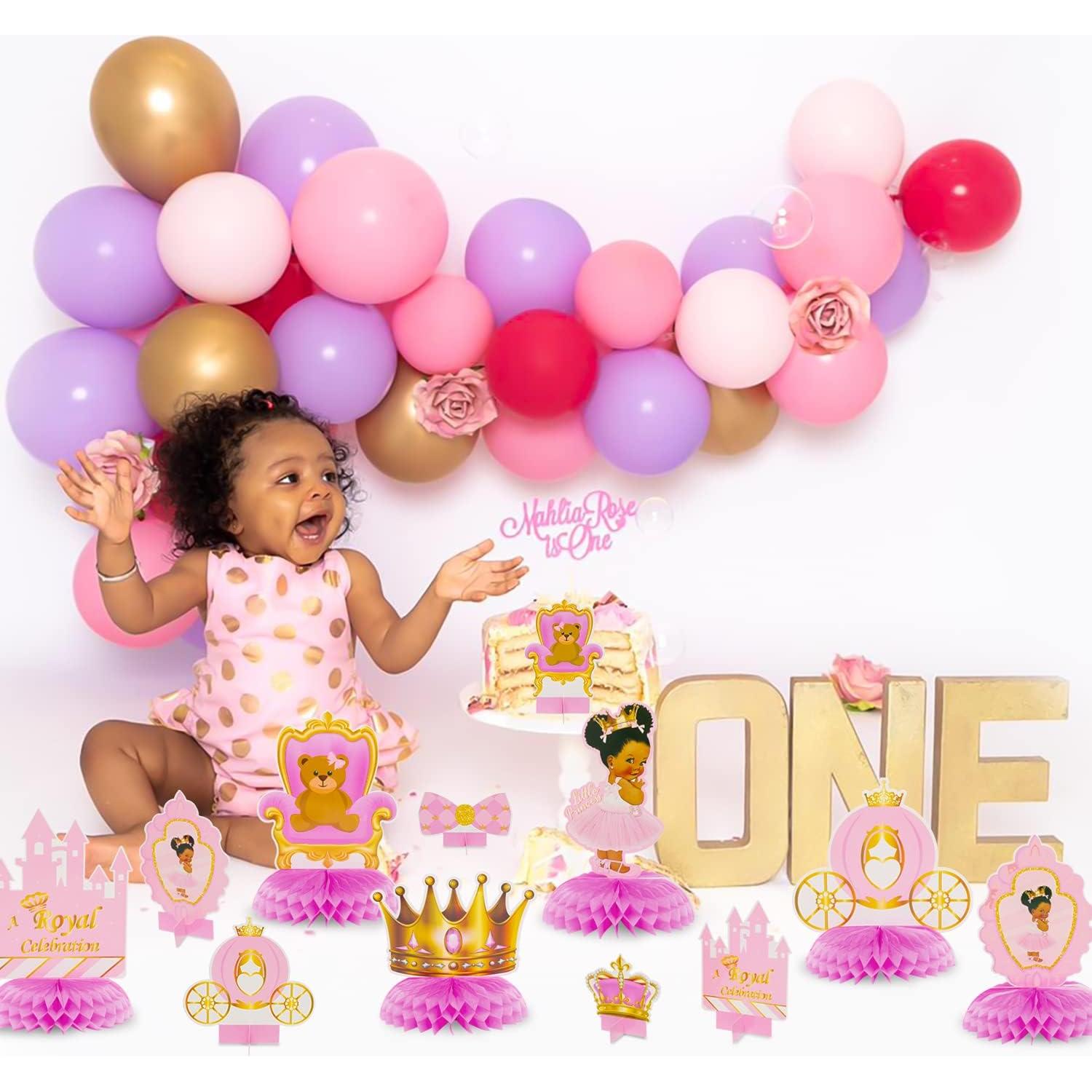 BeYumi 12 Piezas Decoraciones de Mesa Princesa Rosa y Dorado