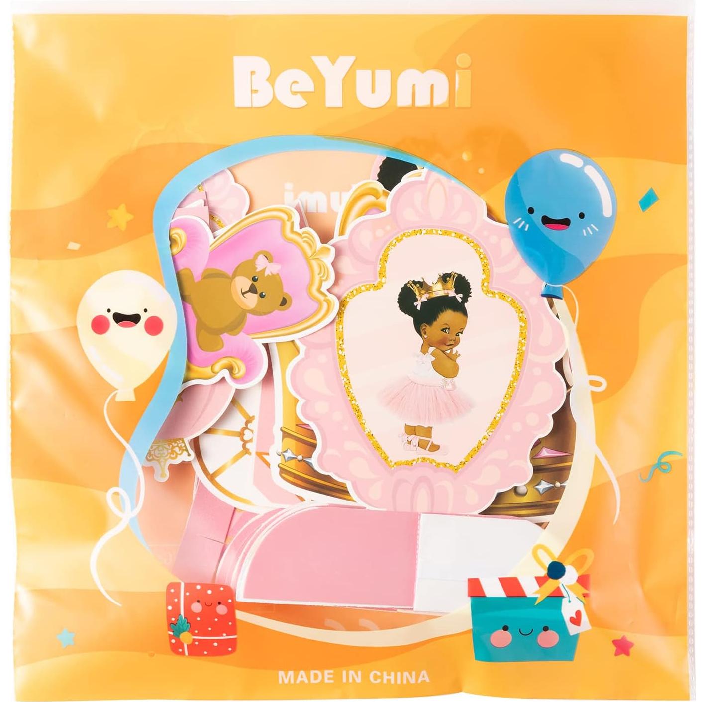 BeYumi 12 Piezas Decoraciones de Mesa Princesa Rosa y Dorado