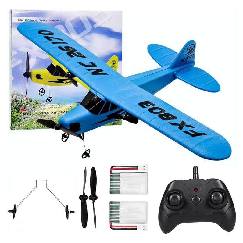 Avión RC Eayaele J-3 Cub 2 Canales para Niños Azul