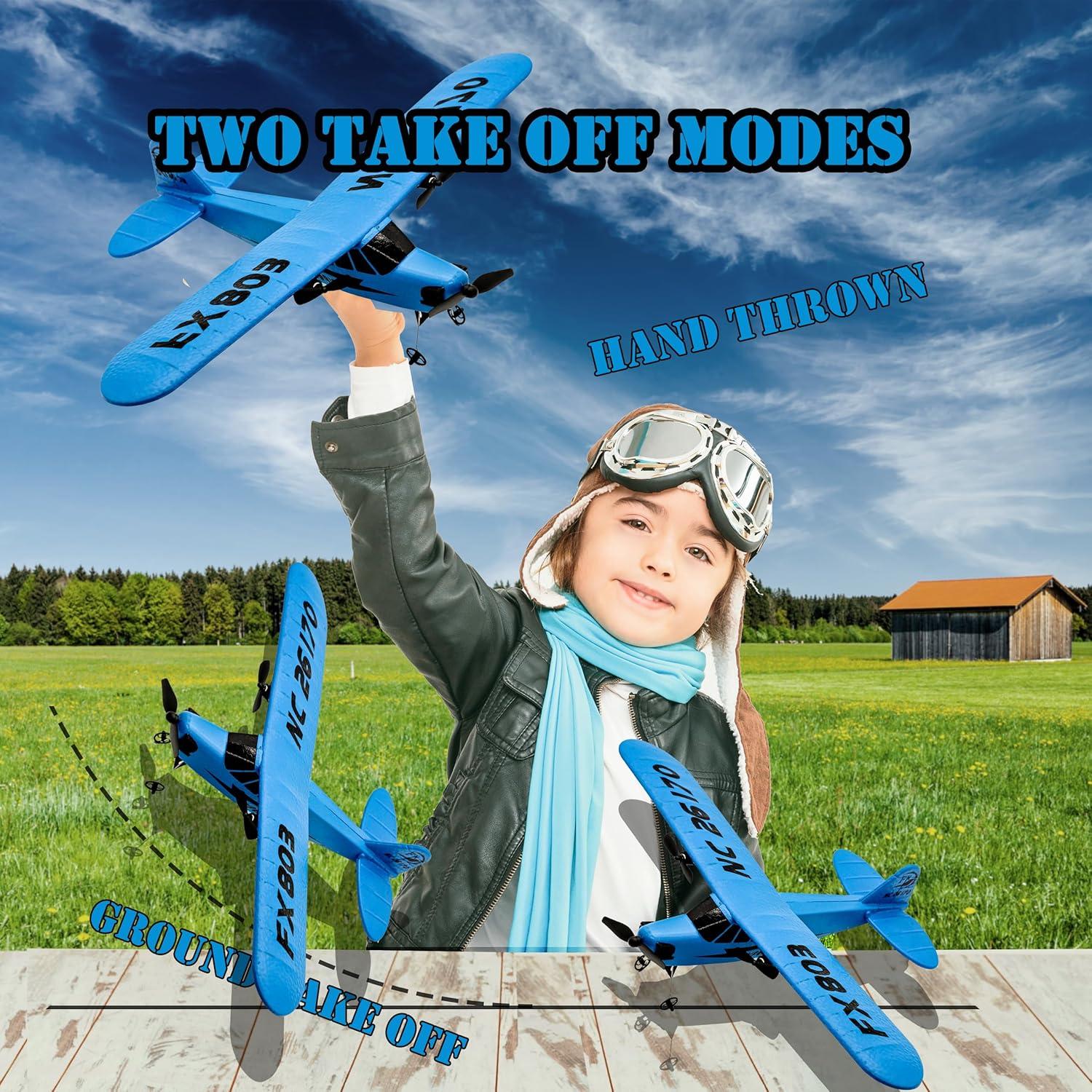 Avión RC Eayaele J-3 Cub 2 Canales para Niños Azul