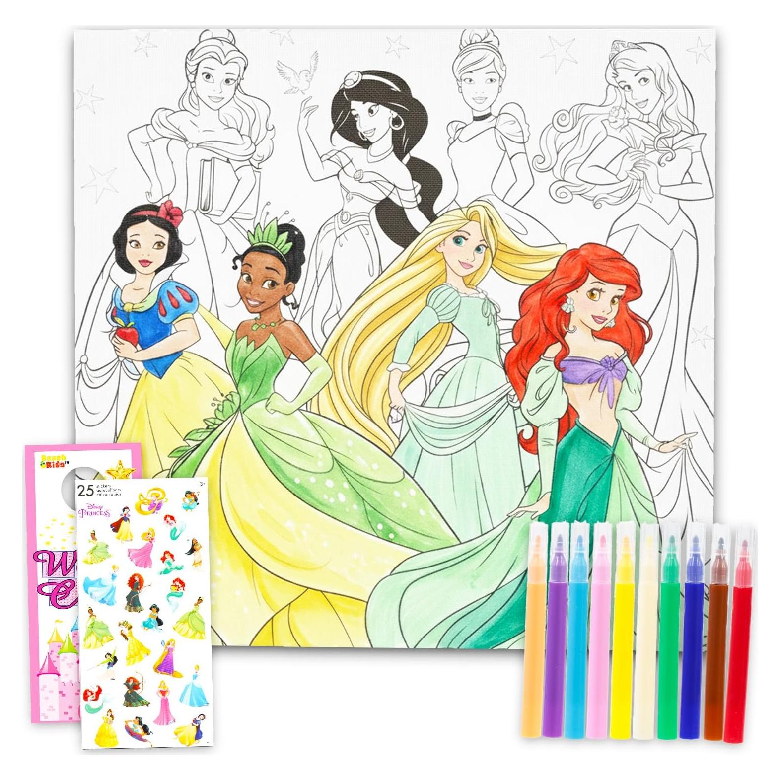 Conjunto de Arte en Lienzo Disney para Colorear - 15x10 cm