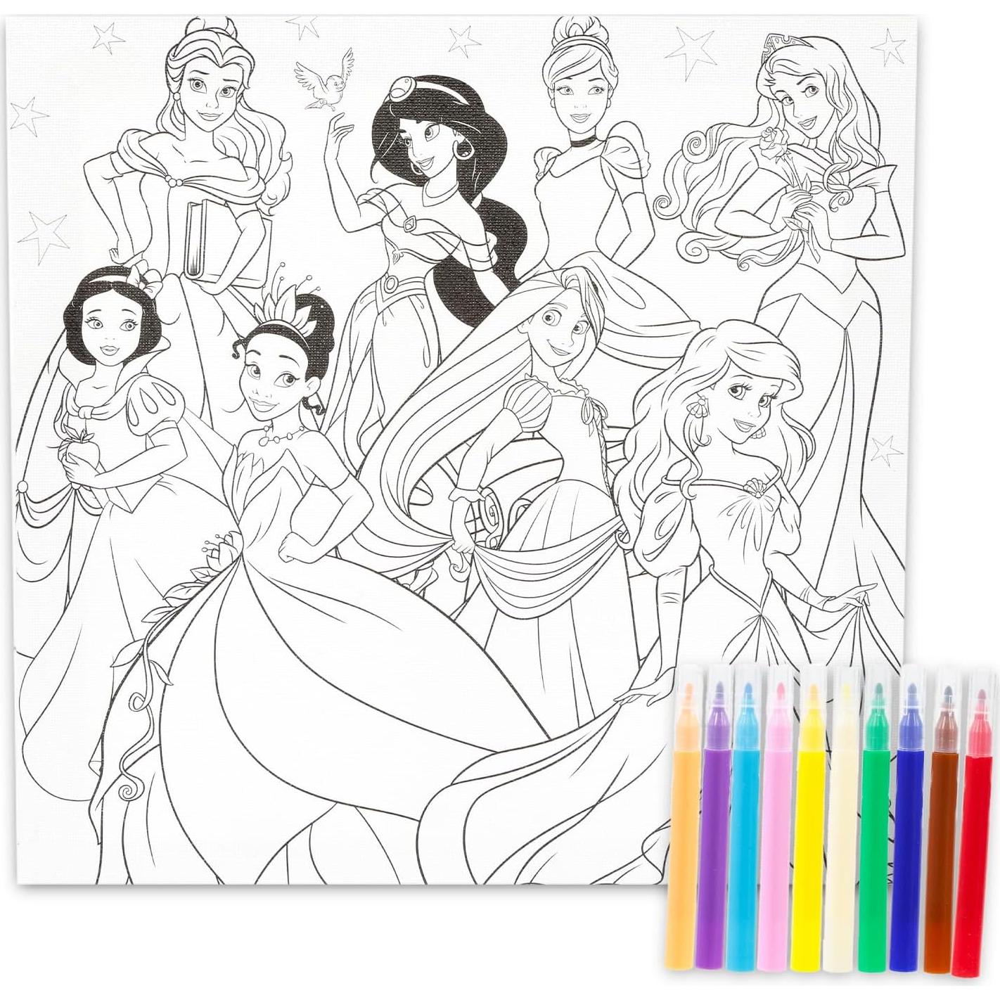 Conjunto de Arte en Lienzo Disney para Colorear - 15x10 cm