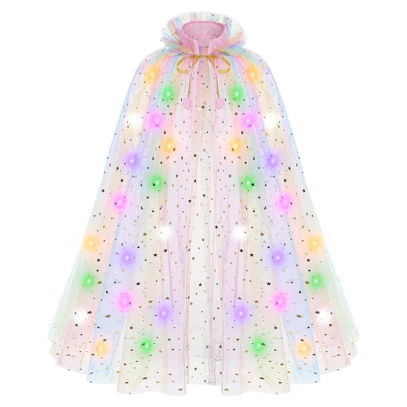 Capa de Princesa Iluminada HSCTEK 2 Capas Tul Arcoíris