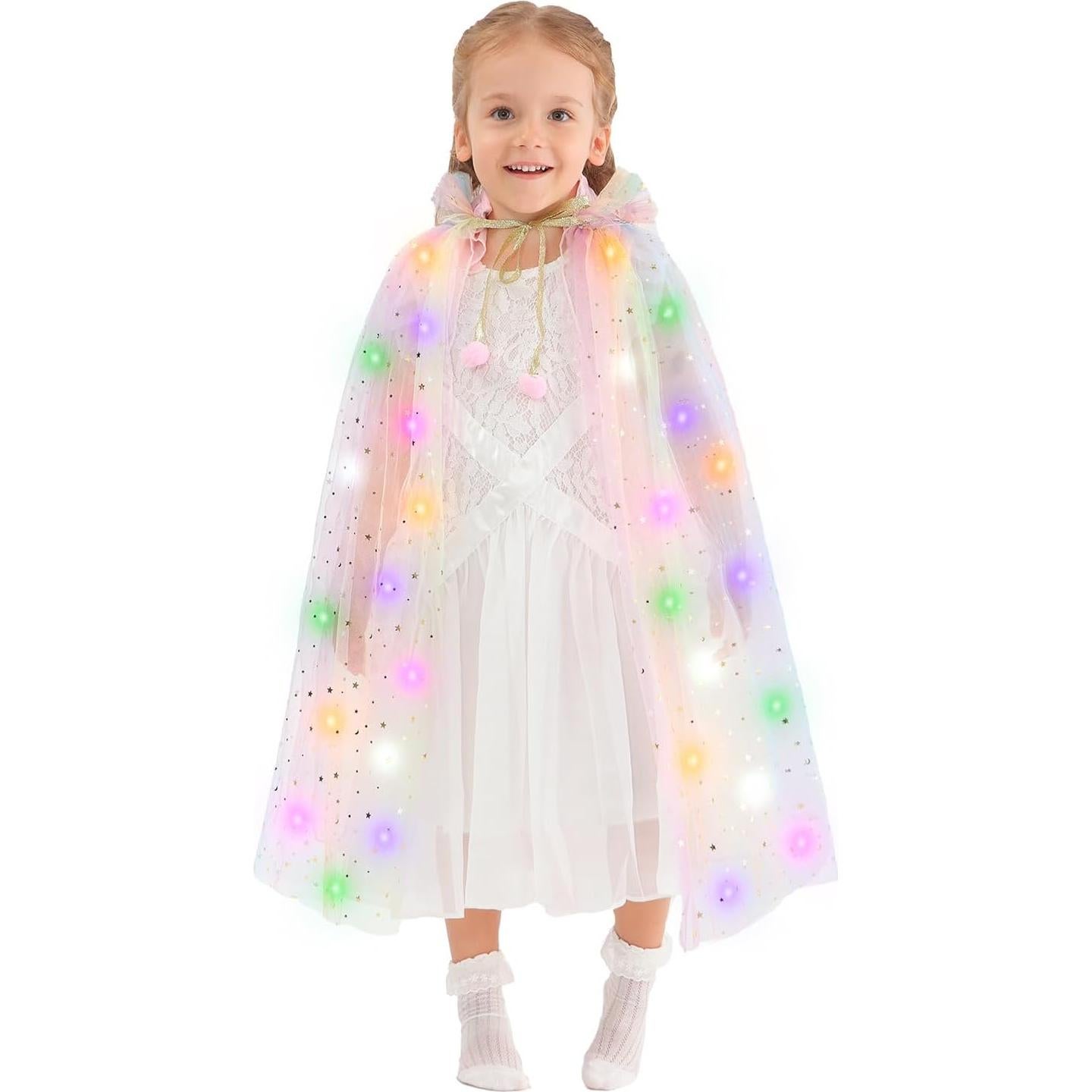 Capa de Princesa Iluminada HSCTEK 2 Capas Tul Arcoíris