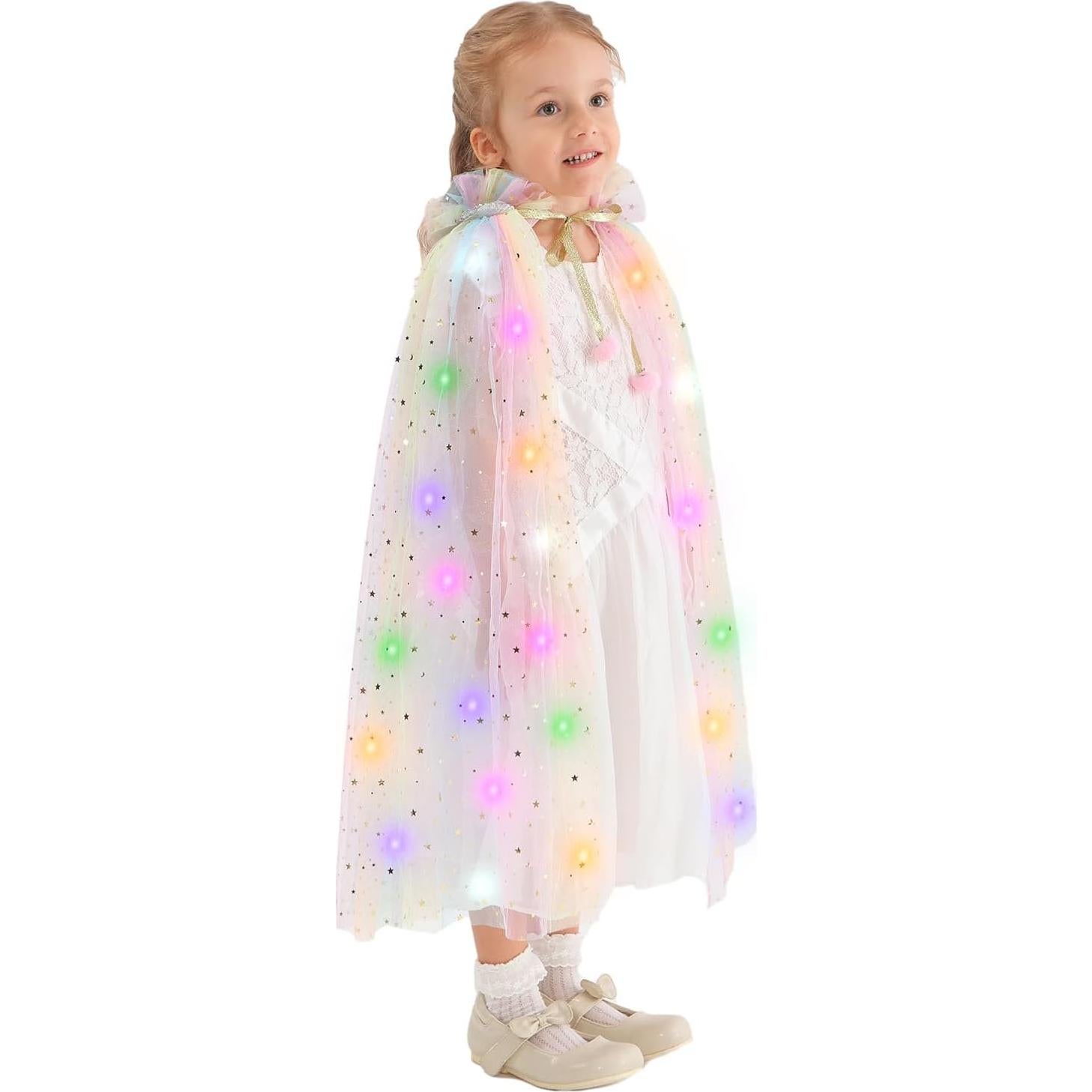 Capa de Princesa Iluminada HSCTEK 2 Capas Tul Arcoíris