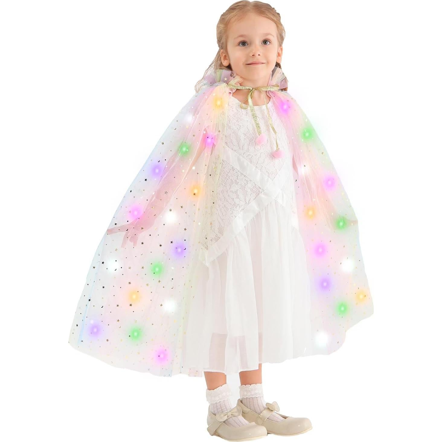 Capa de Princesa Iluminada HSCTEK 2 Capas Tul Arcoíris