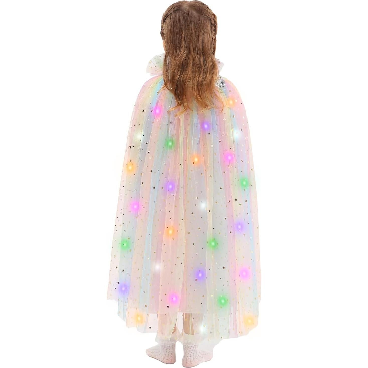 Capa de Princesa Iluminada HSCTEK 2 Capas Tul Arcoíris