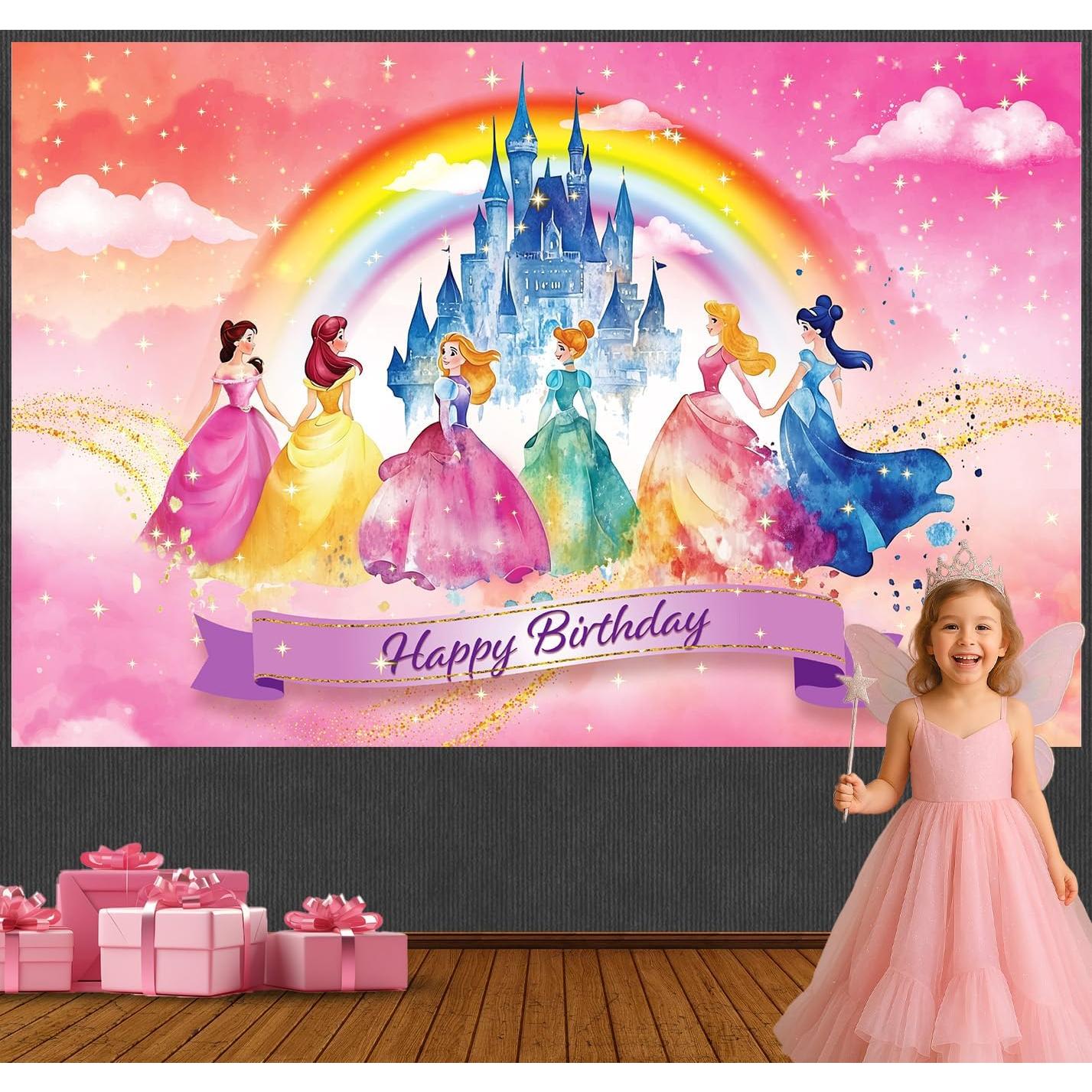 Fondo de Cumpleaños Princesa Rosa 121x183cm Indotribe