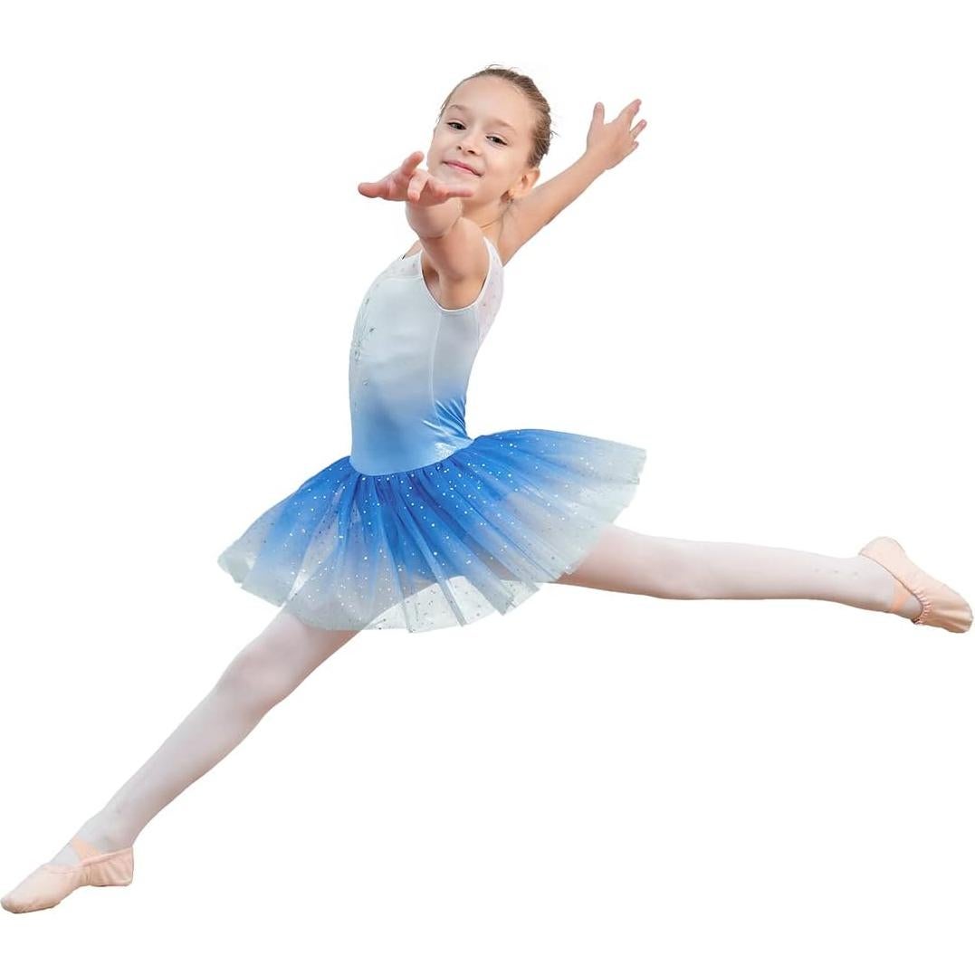 Leotardo de Ballet EQSJIU para Niñas 3-4T Azul Copo de Nieve