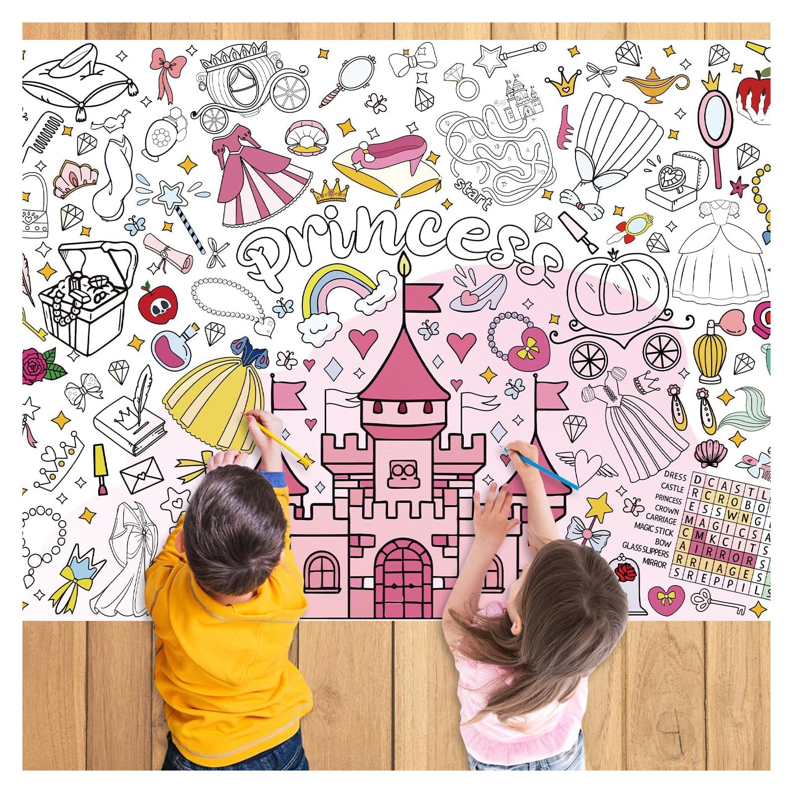 Póster Gigante para Colorear Princesa Rosa 110x80 cm - Nicime