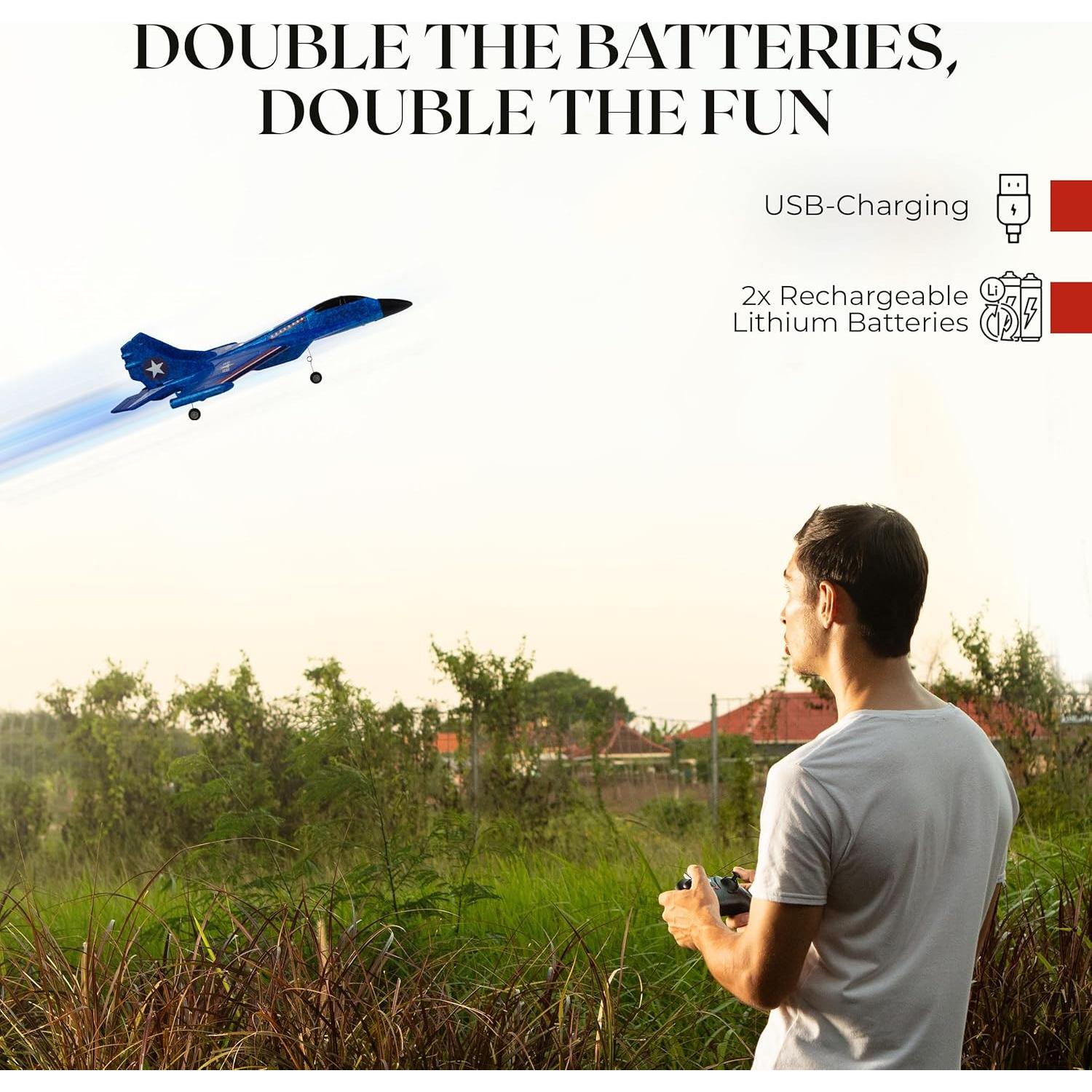 Avión RC GhostXIII - Control Remoto 2.4 GHz con 2 Baterías