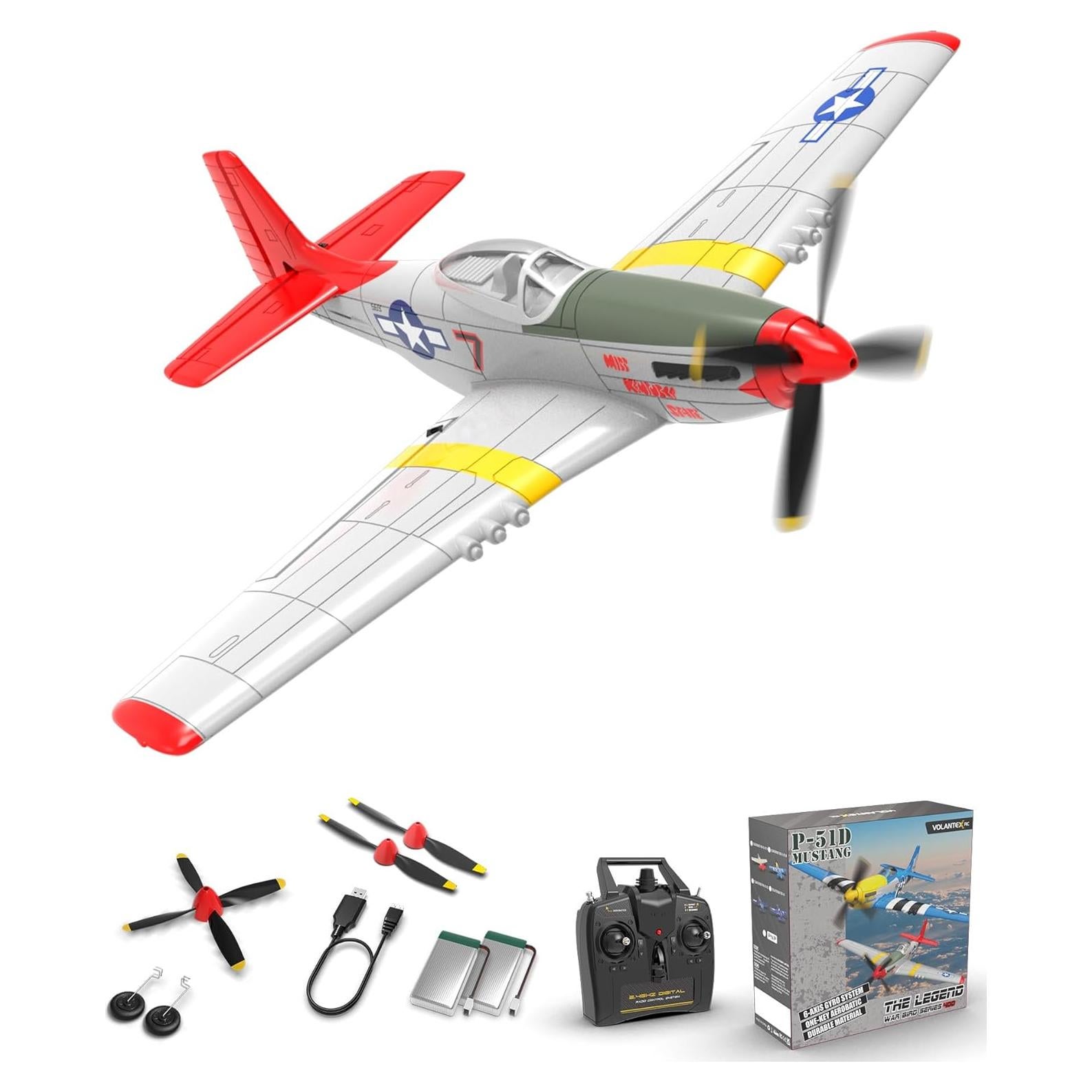 Avión RC EXHOBBY P51D Mustang Rojo 2.4GHz 3 Modos