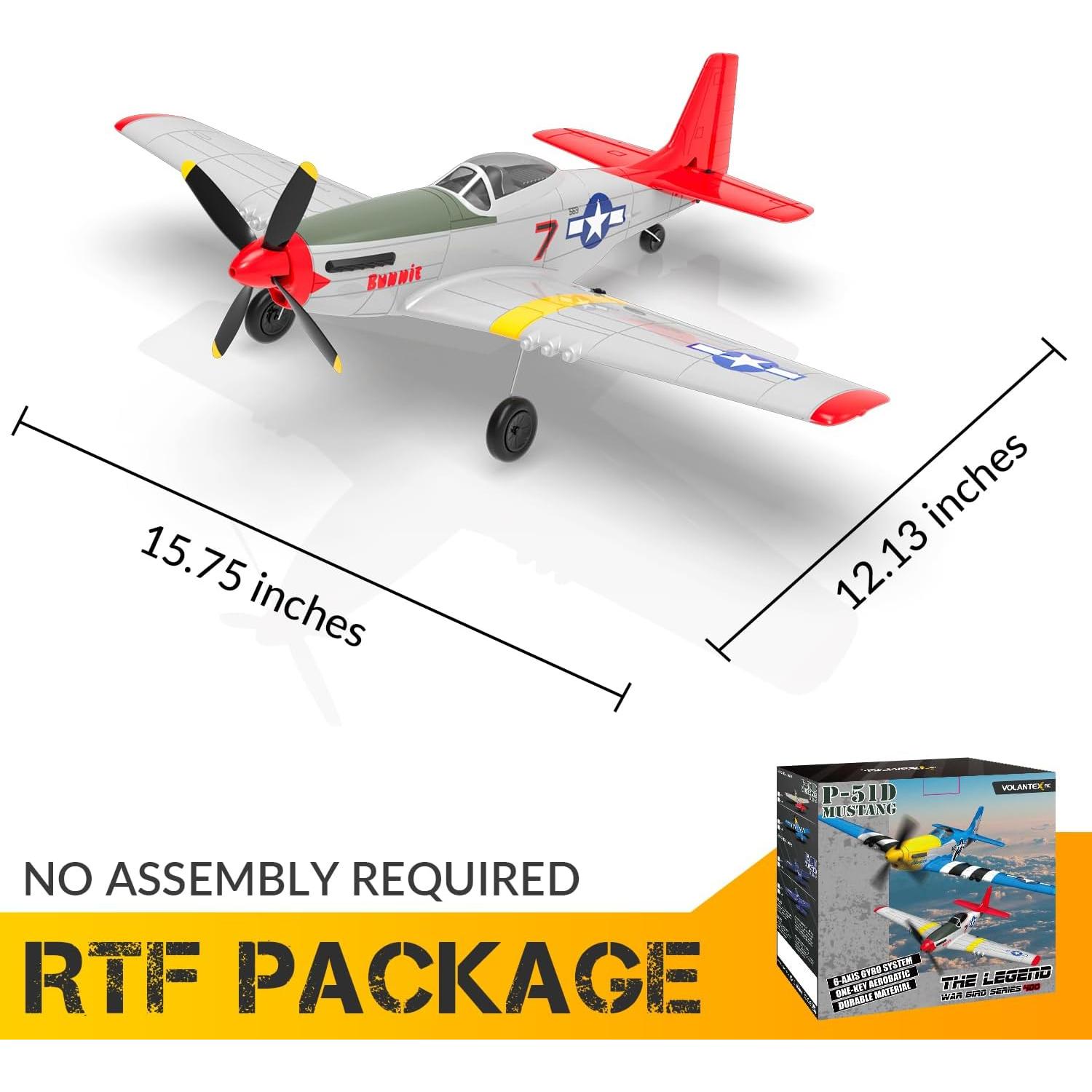 Avión RC EXHOBBY P51D Mustang Rojo 2.4GHz 3 Modos