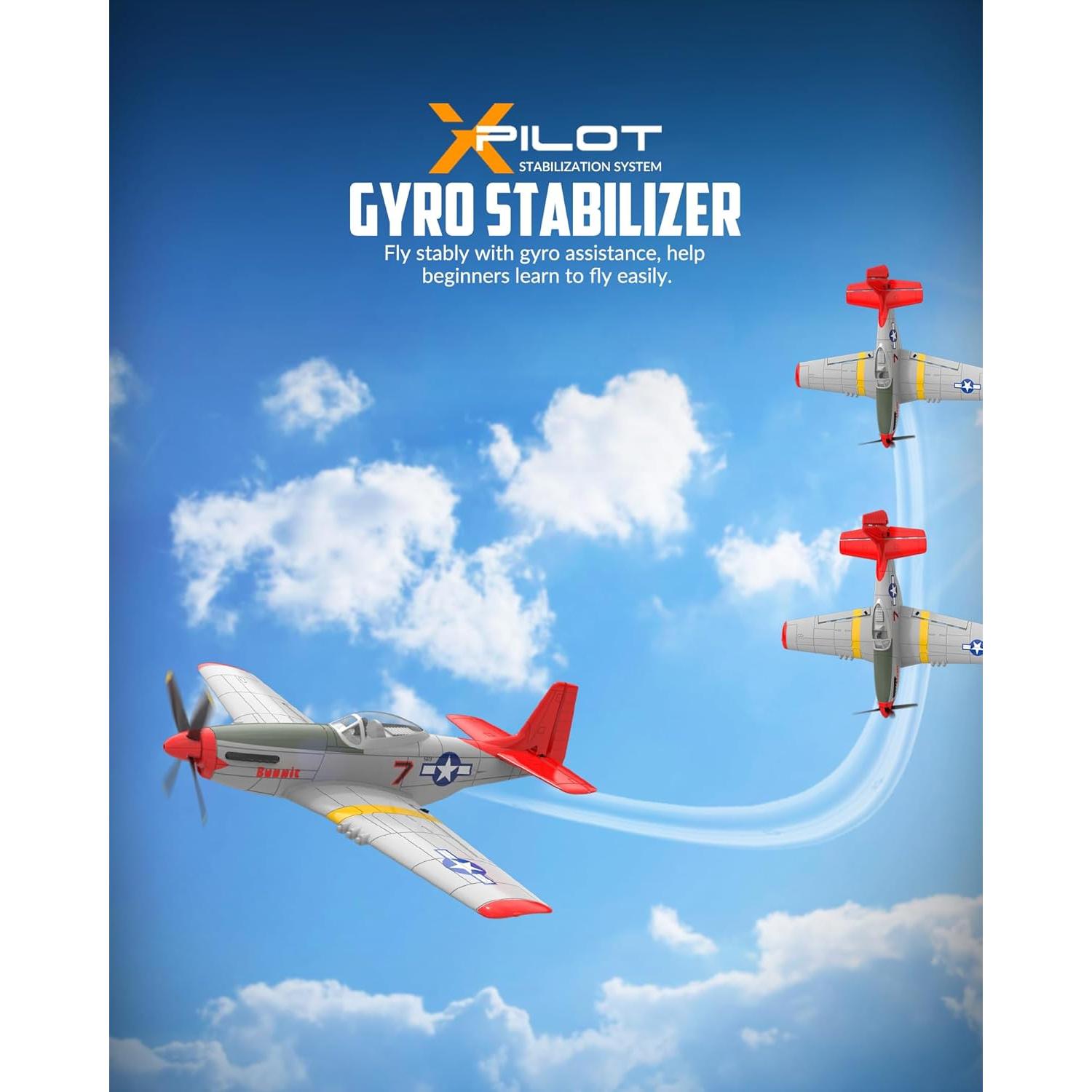 Avión RC EXHOBBY P51D Mustang Rojo 2.4GHz 3 Modos