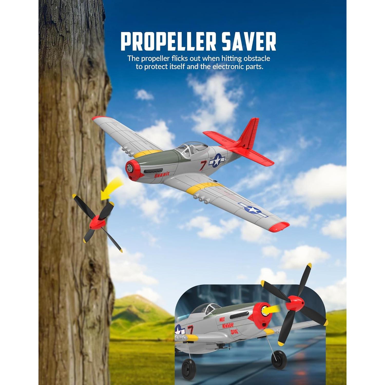 Avión RC EXHOBBY P51D Mustang Rojo 2.4GHz 3 Modos