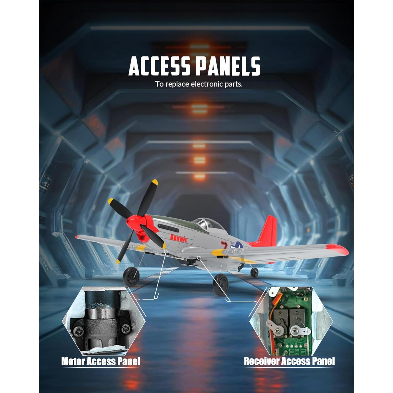 Avión RC EXHOBBY P51D Mustang Rojo 2.4GHz 3 Modos