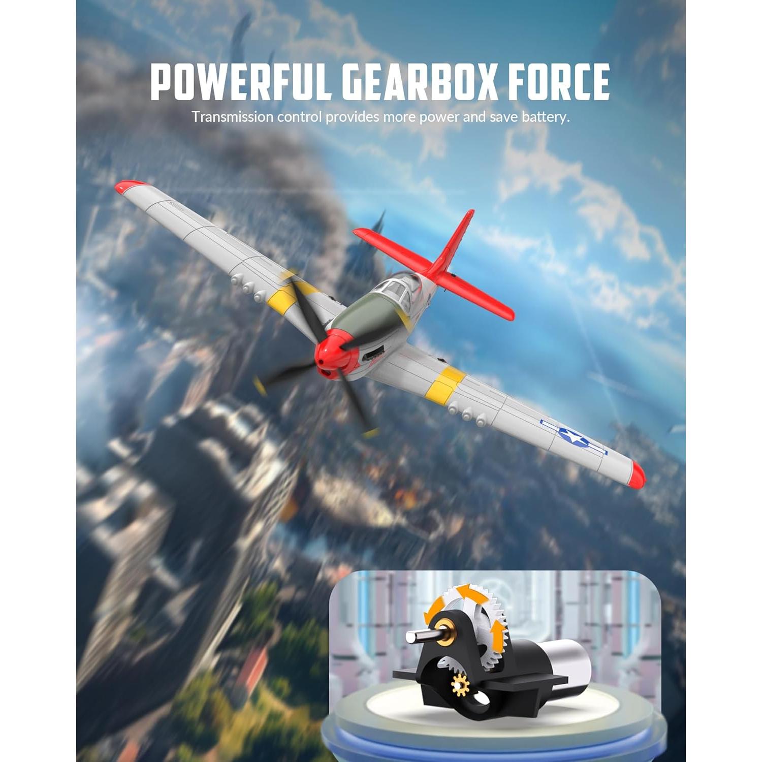 Avión RC EXHOBBY P51D Mustang Rojo 2.4GHz 3 Modos