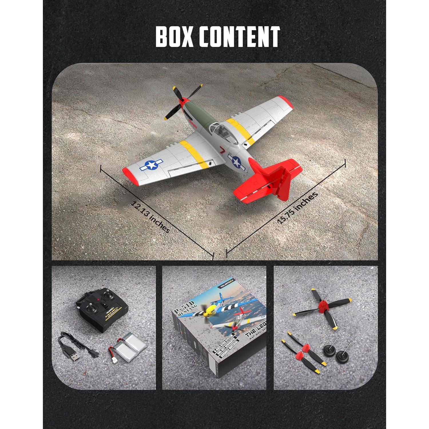 Avión RC EXHOBBY P51D Mustang Rojo 2.4GHz 3 Modos