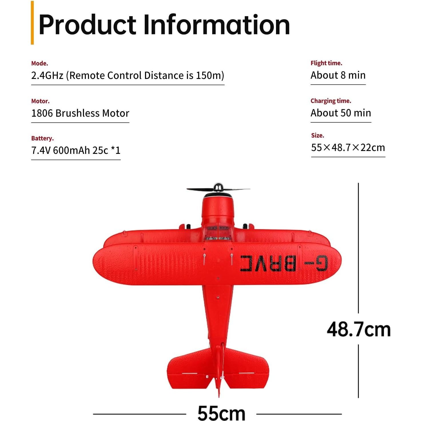 Avión RC GoolRC XK A300 4 Canales Rojo con Modo 3D/6G