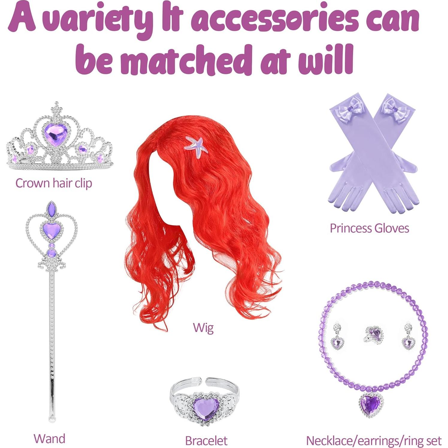 Vestido de Princesa Sirena Rosa para Niñas 3-10A Disfraz