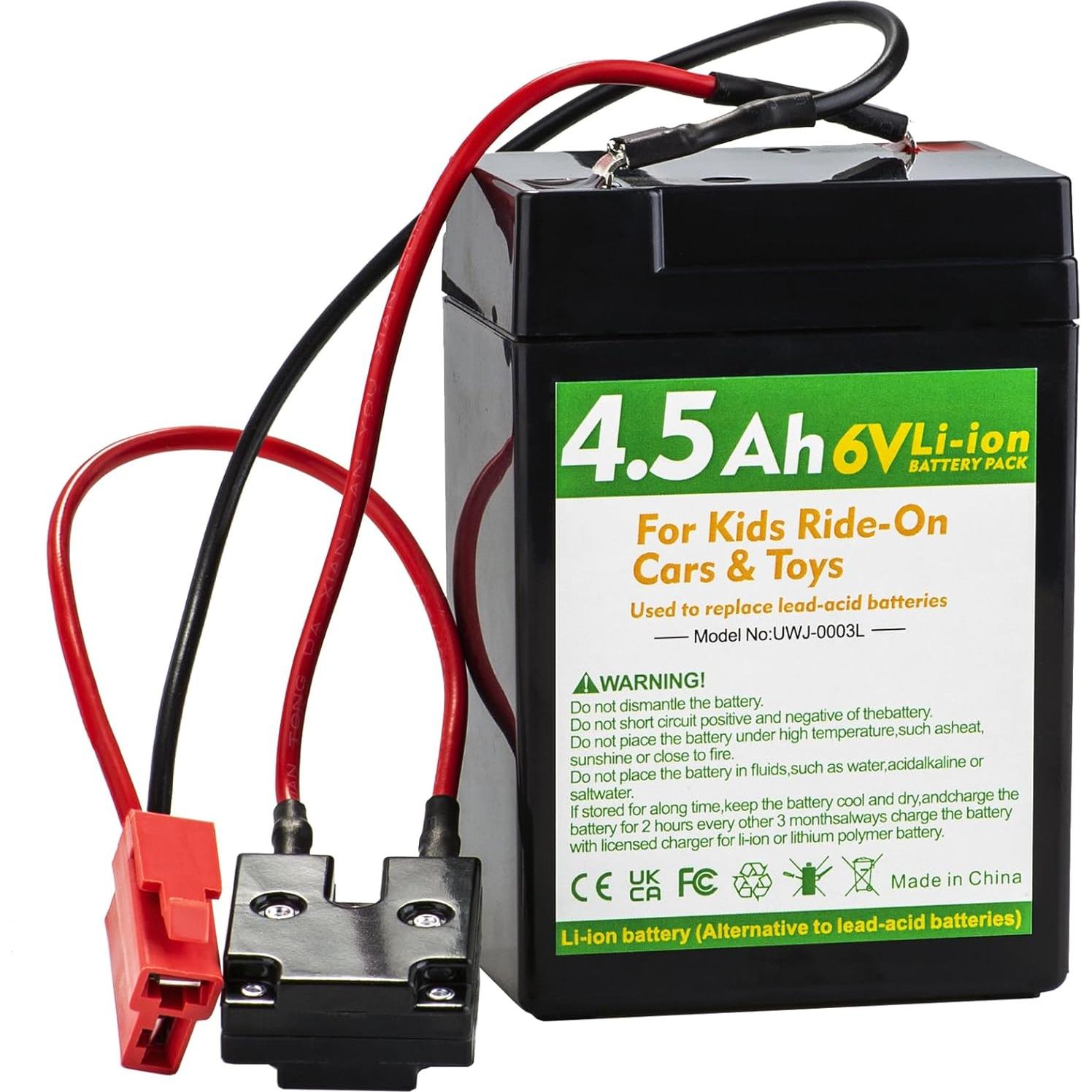Batería recargable 6V 4.5Ah UNIKARO para autos de paseo