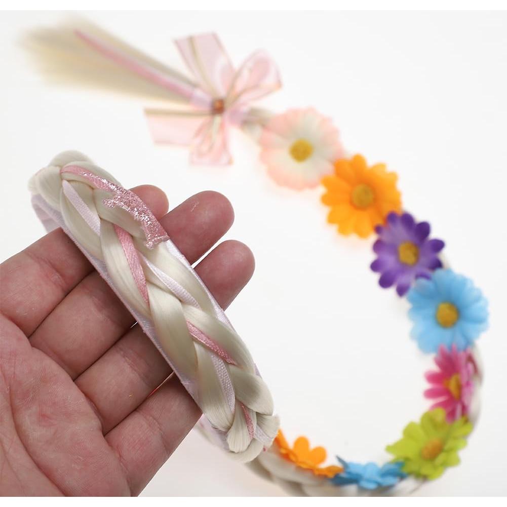 Peluca de Rapunzel con diadema y flores para niñas