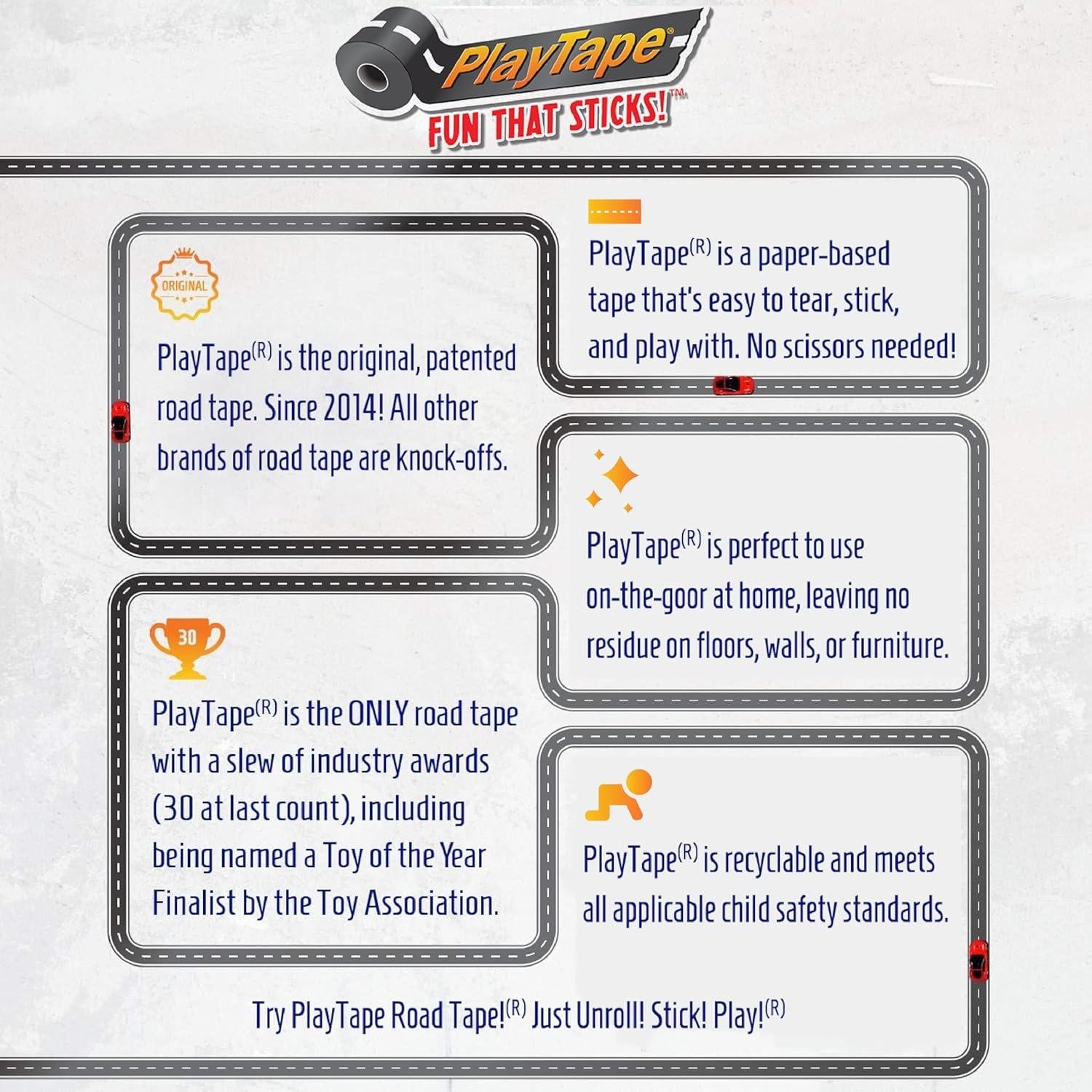 Cinta de carretera PlayTape InRoad Toys 9.14m x 10.16cm