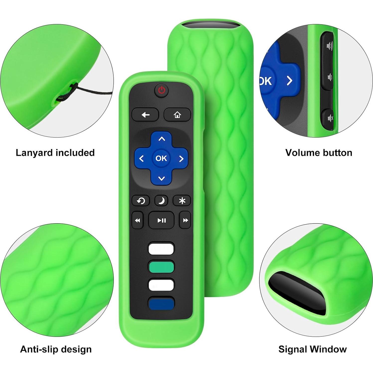 Funda Protectora de Control Remoto Acoyer para Roku TV - Brilla en la Oscuridad Verde/Azul