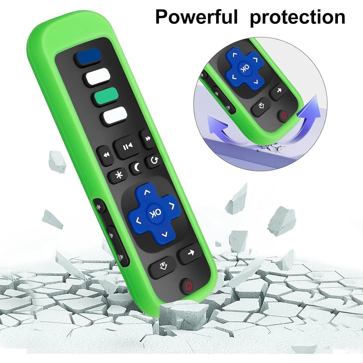 Funda Protectora de Control Remoto Acoyer para Roku TV - Brilla en la Oscuridad Verde/Azul