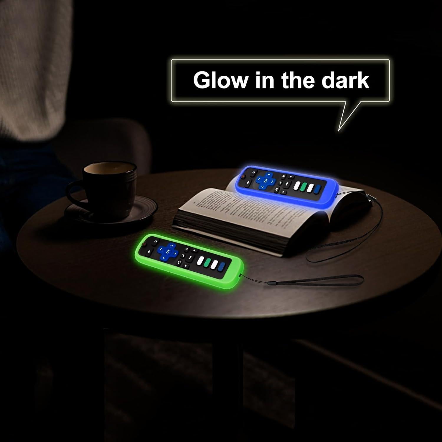 Funda Protectora de Control Remoto Acoyer para Roku TV - Brilla en la Oscuridad Verde/Azul