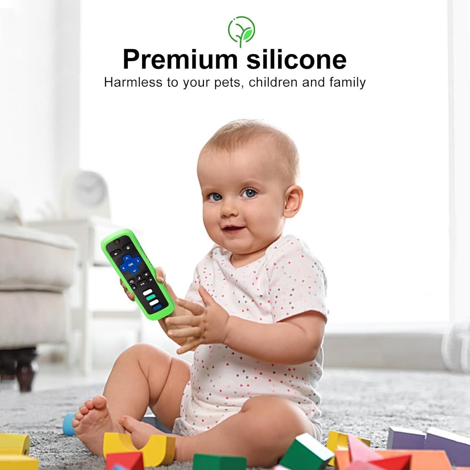 Funda Protectora de Control Remoto Acoyer para Roku TV - Brilla en la Oscuridad Verde/Azul