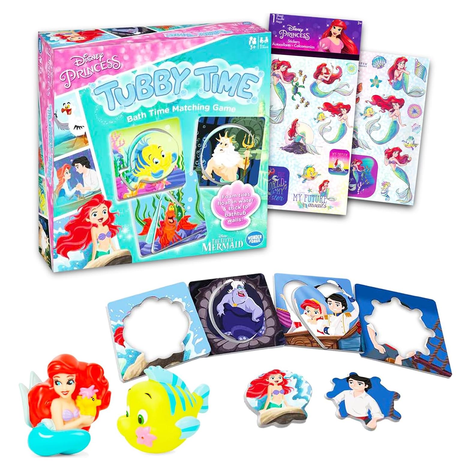 Juego de Juguetes de Baño La Sirenita Disney con Stickers