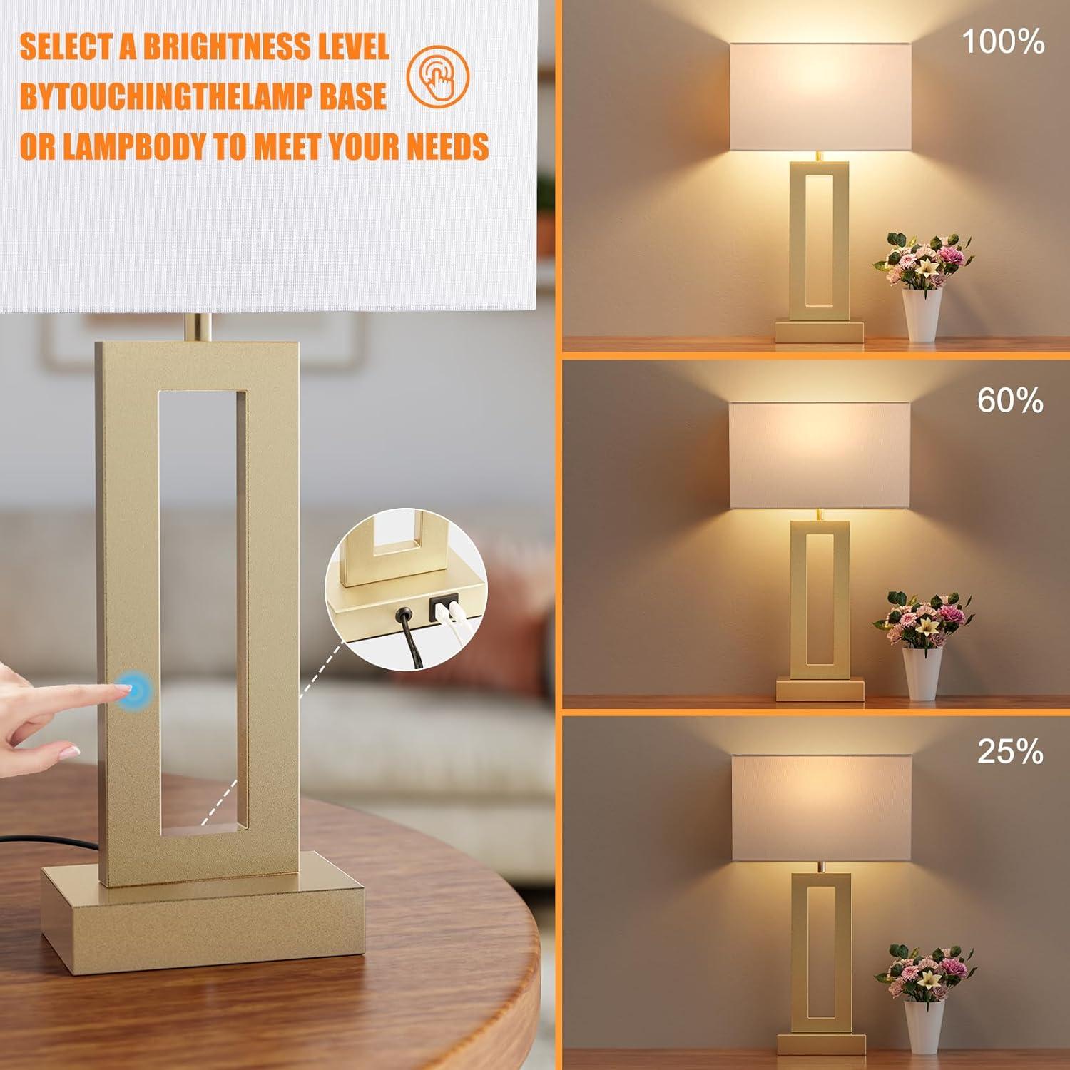 Juego de 2 Lámparas de Mesa Táctiles Seealle con USB - Regulables