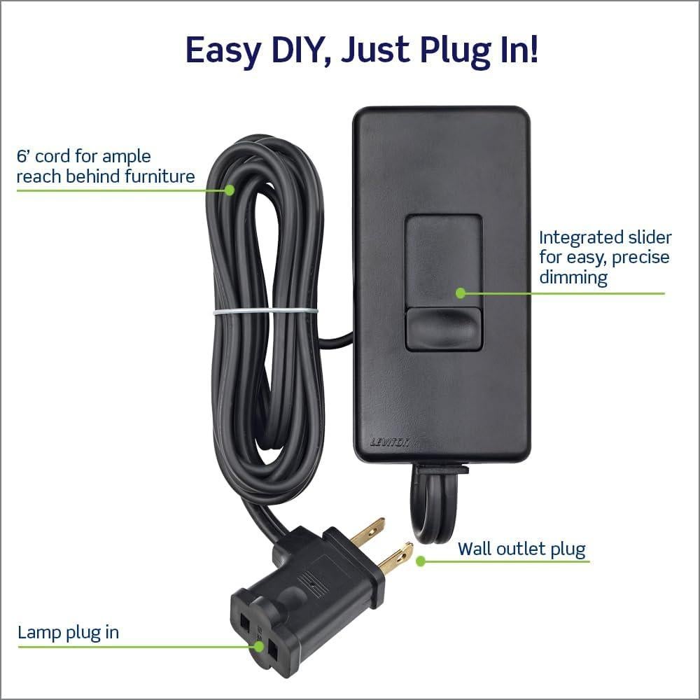 Atenuador de lámpara de mesa Leviton TBL03-10E 300W Negro