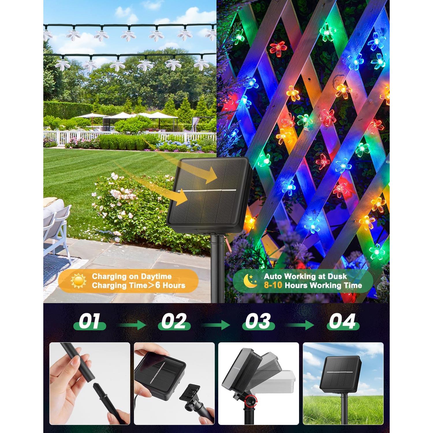 Luces de Cadena Solares Brightown 60 LED Multicolor 7.92m