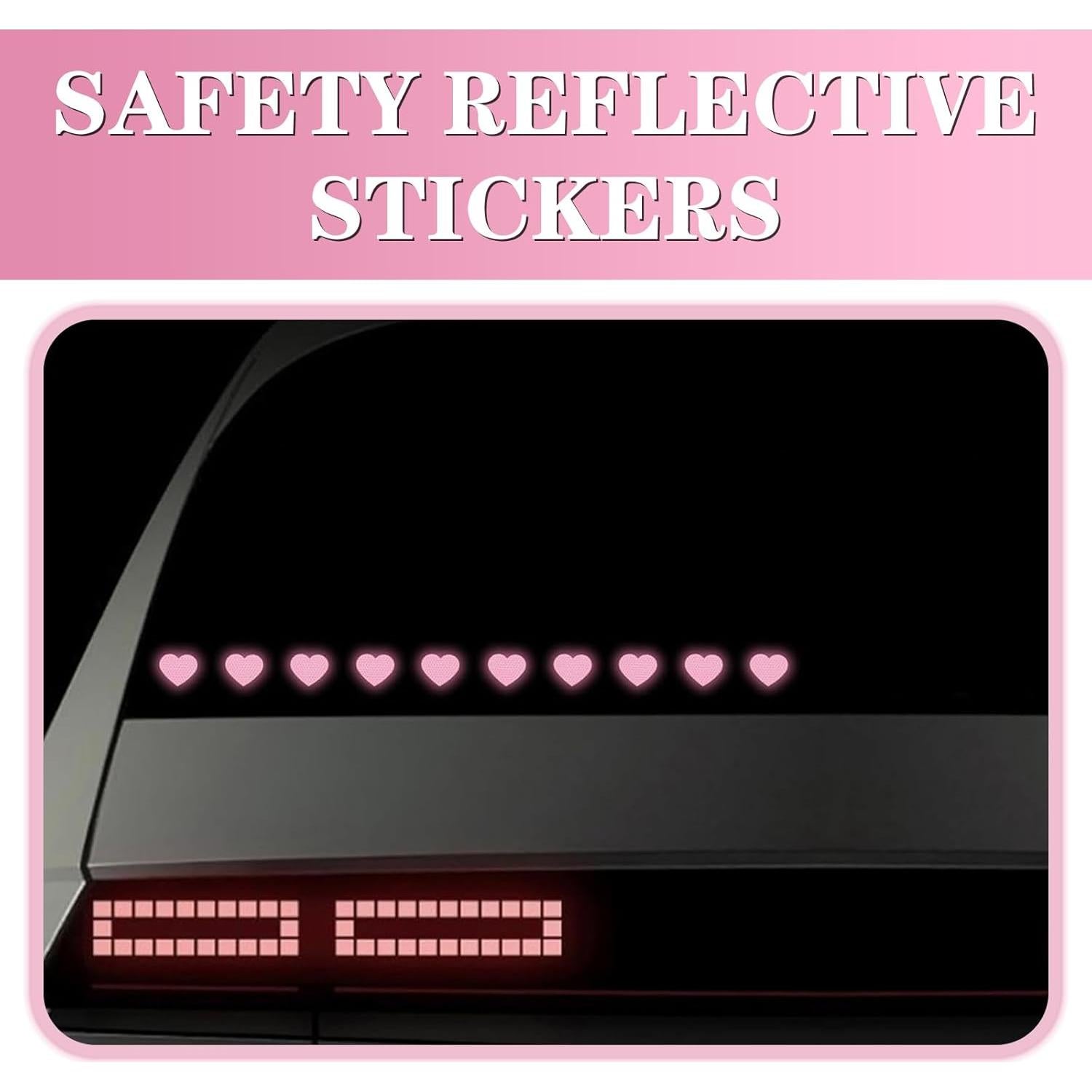 Calcomanías Reflectantes Corazón Rosa Zeathery - 10 Piezas