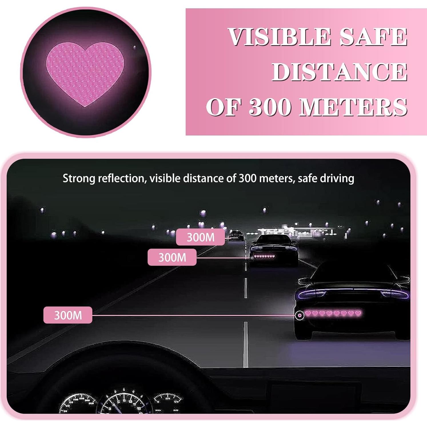 Calcomanías Reflectantes Corazón Rosa Zeathery - 10 Piezas