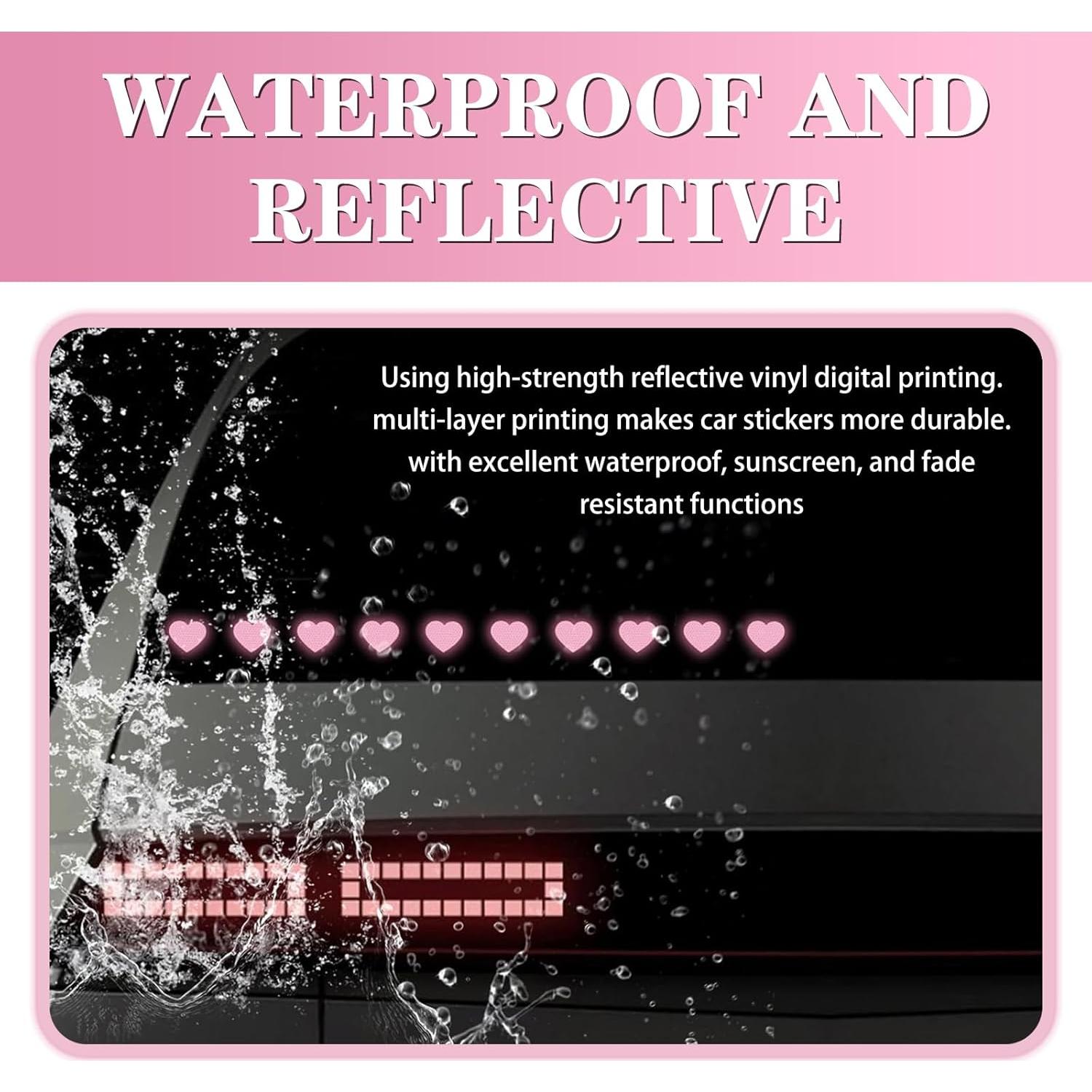 Calcomanías Reflectantes Corazón Rosa Zeathery - 10 Piezas