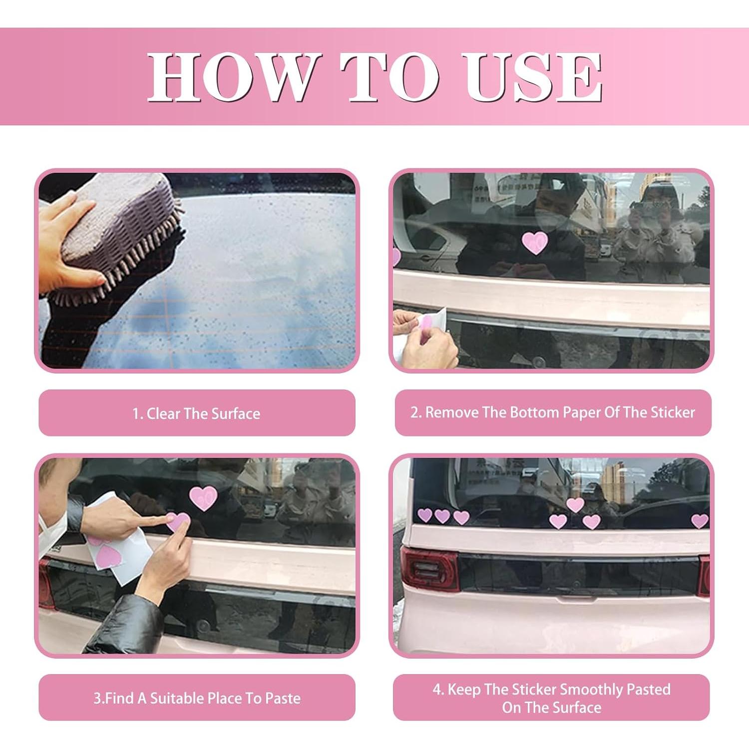 Calcomanías Reflectantes Corazón Rosa Zeathery - 10 Piezas