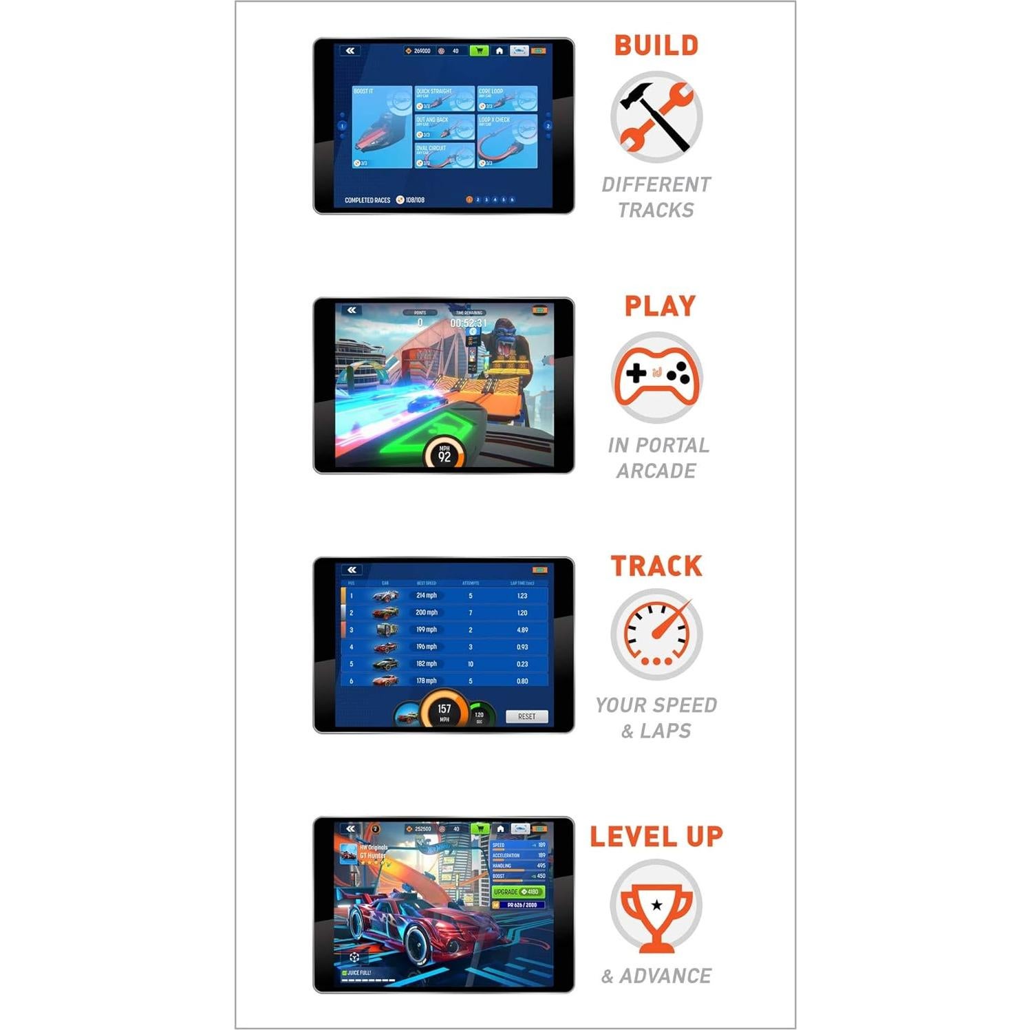 id Smart Track Starter Kit with 3 Exclusive Cars, Track Pieces and Hot Wheels Race Portal for Physical & Digital Play, Gift for Kids Ages 8 Years Old & Up, Multi (GRH89)