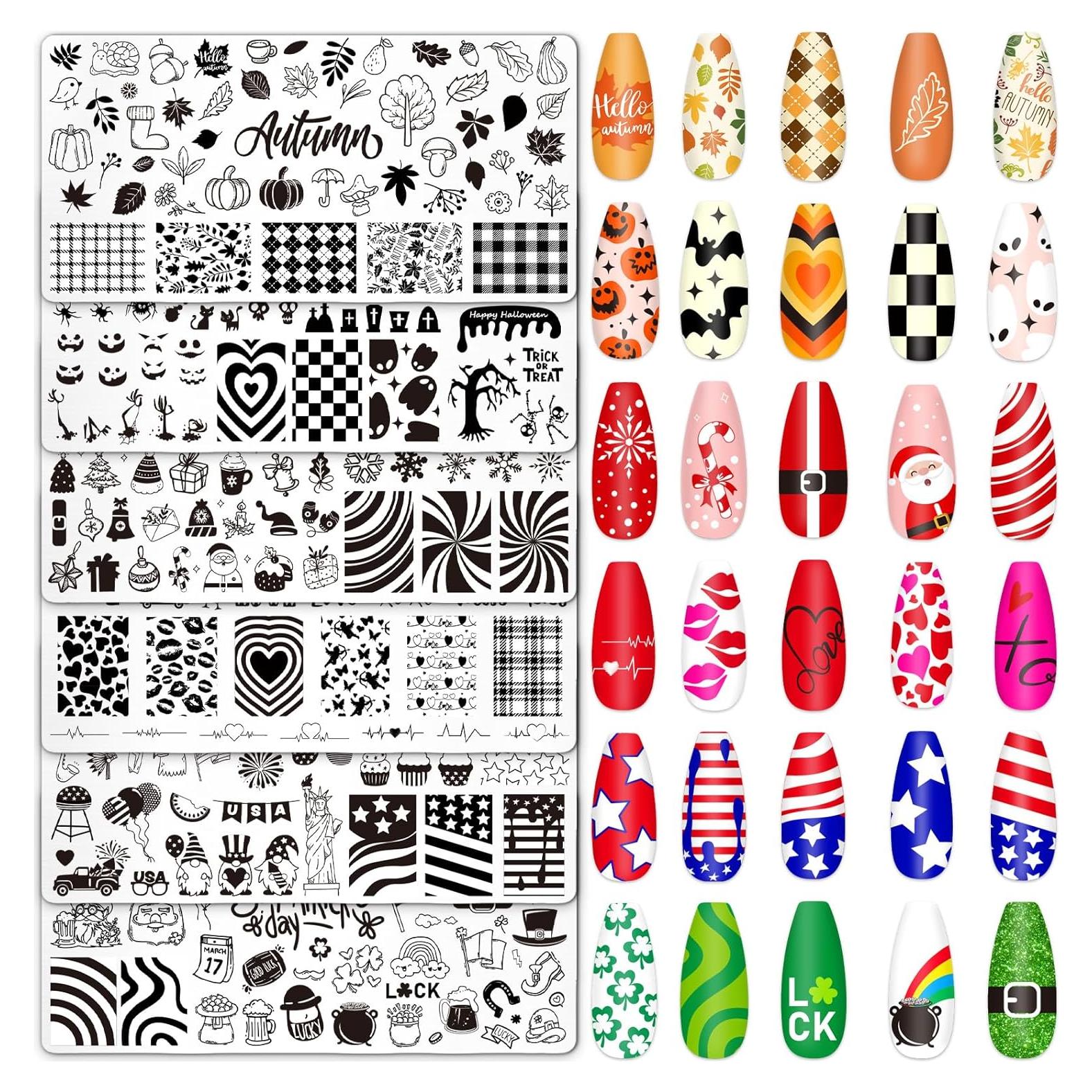 Set de 6 Platos de Arte de Uñas Whaline para Festividades