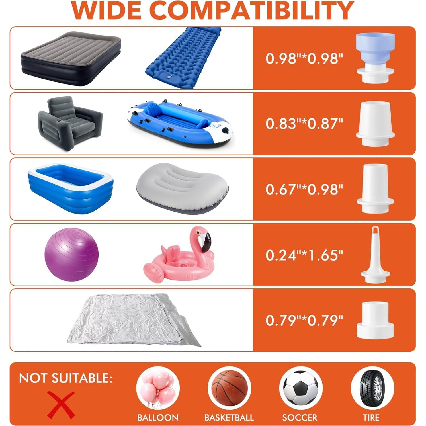 Bomba de aire MEIQIHOME recargable para inflables 1500 mAh