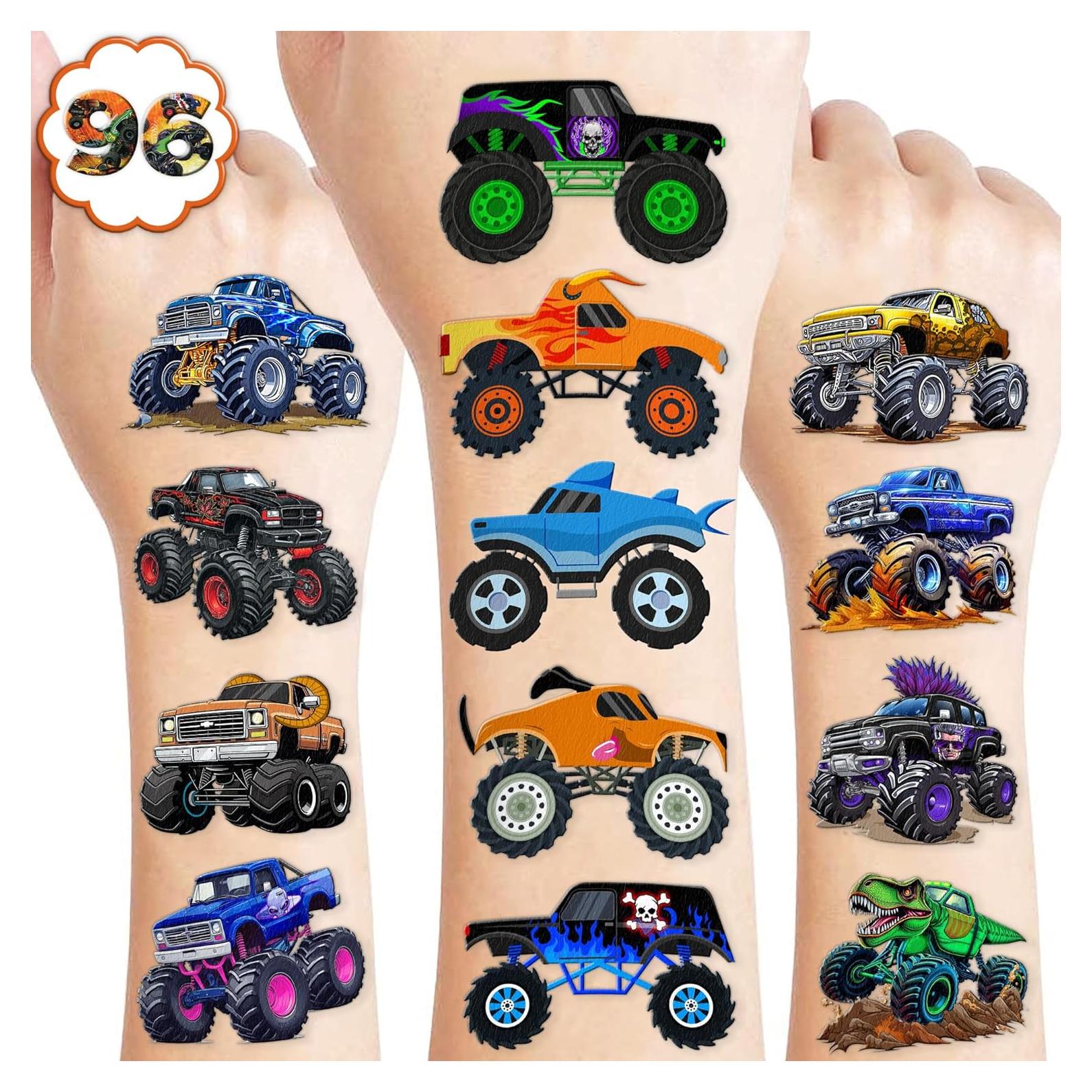 Tatuajes Temporales Monstruo Camión Carrera 96 PCS