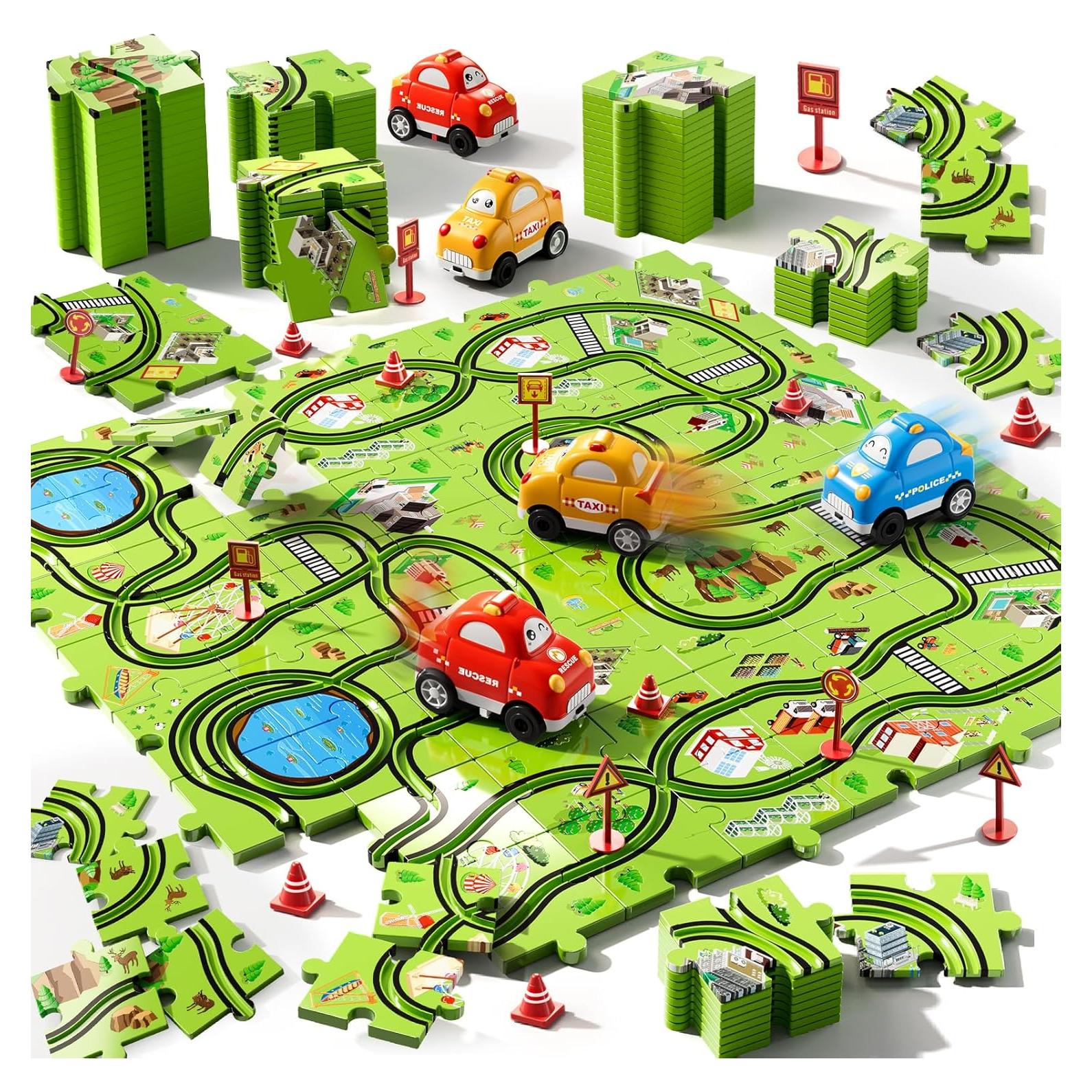 Juego de rompecabezas de pista de carreras Beby Buty 64 piezas